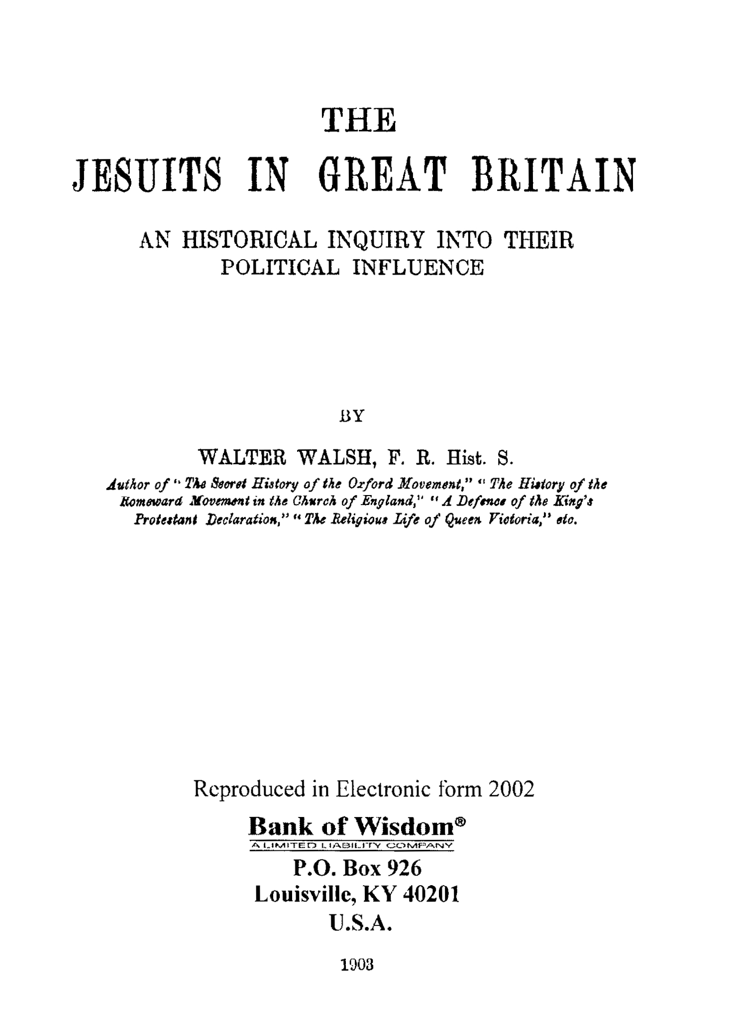 The Jesuits in Great Britain